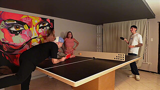 My boyfriend is betting me on his game and he has to watch me have sex with his friend and his girlfriend - Ambar Prada