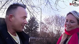 German blonde housewife approached on the street for sex