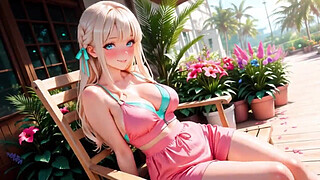 Blonde Beautys Private Masturbation on Sunny Tropical Terrace ~ From Shy to Completely Addicted