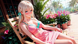 Blonde Beautys Private Masturbation on Sunny Tropical Terrace ~ From Shy to Completely Addicted