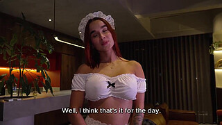 I made my LATINA maid SUCK and FUCK me to pay for her mistakes! - Abella olsen