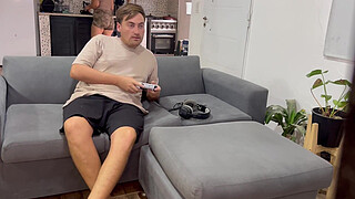 My boyfriend's friend came over and I held him tightly on the couch